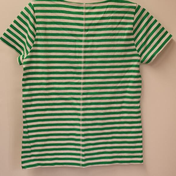 J. Crew AT466 Style Breton Girlfriend rewneck Tee  Size Small Green White - Picture 5 of 9